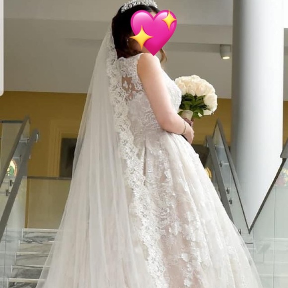 Beaded Lace Wedding Dress with Pleated Skirt - Picture 13 of 13